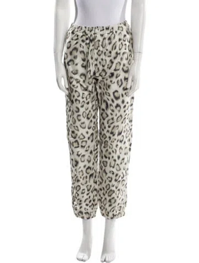 Pre-owned Moncler Animal Print Straight Leg Pants In Neutral