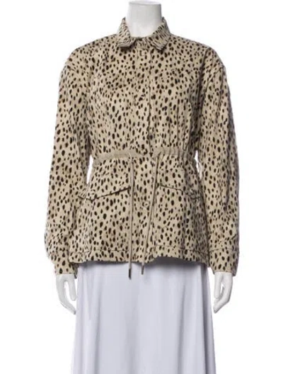 Pre-owned Moncler Animal Print Utility Jacket In Neutrals