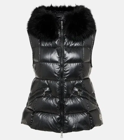 Moncler Anse Shearling-trimmed Down Vest In Black