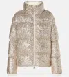 Moncler Anternes Sequin-embroidered Short Down Jacket Beige In Nude