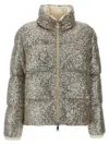 Moncler Anternes Sequin-embroidered Short Down Jacket Beige In Gold