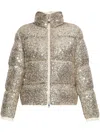 Moncler Anternes Sequin-embroidered Short Down Jacket Beige In Gold