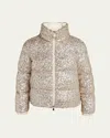 Moncler Anternes Sequin-embroidered Short Down Jacket Beige In Gold