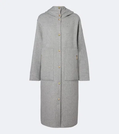 Moncler Anthrene Reversible Wool And Cashmere Down Coat In Gray