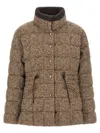 Moncler Antigony Wool Blend Short Down Jacket In Brown