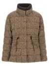 Moncler Antigony Wool Blend Short Down Jacket In Brown