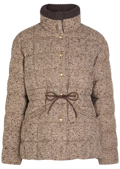 Moncler Antigony Quilted Wool-blend Jacket In Brown