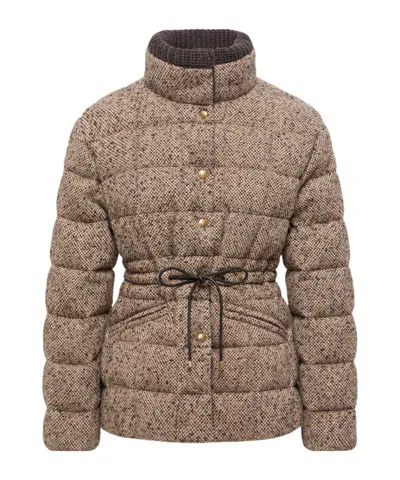 MONCLER ANTIGONY WOOL BLEND SHORT DOWN JACKET
