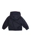 Moncler Anton Blue Jacket With Hood And Logo Patch On The Sleeve In Tech Fabric Baby In Blue