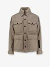 Moncler Virgin Wool Jacket With High Collar And Pockets In Brown