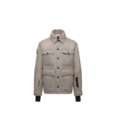 Moncler Antuco Wool Down Shirt Jacket, Men, Beige, Size: 4 In Neutral