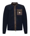 Moncler Wool-blend Fleece Zip-up Cardigan In Blue