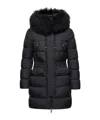 Moncler Aphroti Hooded Shearling-trimmed Long Down Jacket In Black