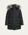 Moncler Aphroti Mid-length Puffer Jacket With Shearling Hood Trim In Black