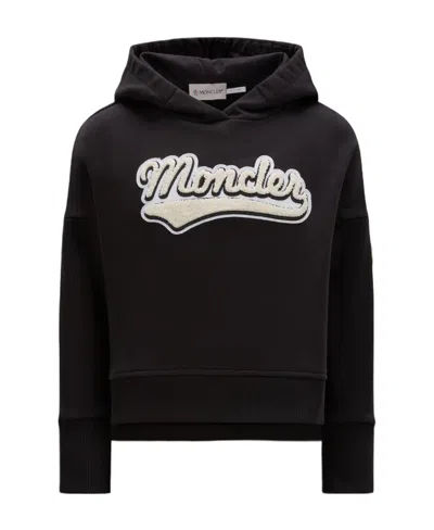 MONCLER MONCLER ENFANT LOGO FLOCKED LONG-SLEEVED HOODIE