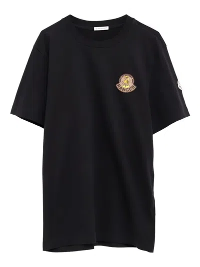 Moncler Mon Duck Logo Cotton T-shirt Clothing In Black