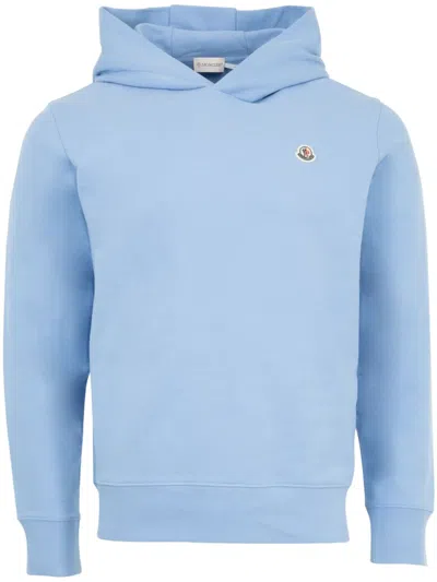 Moncler Appliqué Hoodie In Blue