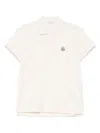 Moncler Women Cotton Polo Shirt With Iconic Patch In Neutral