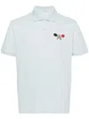 Moncler Polo Shirt With Logo Sticker In 蓝色