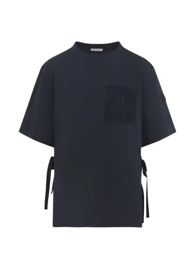 Moncler Short Sleeve Jersey T Shirt Dropped Shoulders In Blue