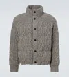 Moncler Cable Knit High Collar Cardigan In Gray
