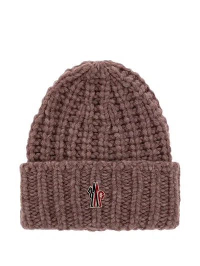 Moncler Apres-ski Logo-patch Beanie Hat In Brown