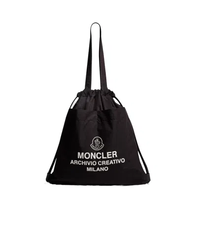 Moncler Aq Drawstring Tote Bag In Black