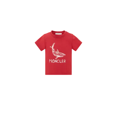 Moncler Kids' T-shirt En Coton À Logo Aquatique In Red