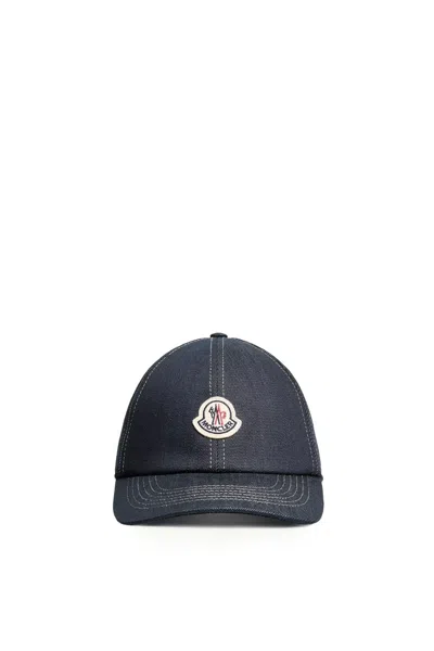 Moncler Archive Logo Cap In Blue