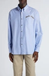 Moncler Chemise Avec Broderie En Coton In Cool Blue