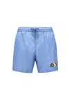 Moncler Logo Patch Drawstring Swimsuit In Blue