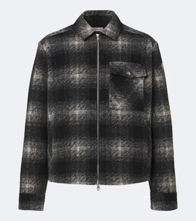 Moncler Check Zip Jacket Chest Pocket Long Sleeves In Purple