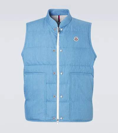 Moncler Heceta Cotton Gilet High Collar In Blue