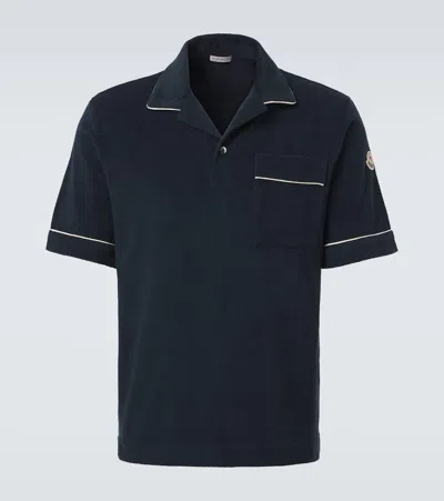 Moncler Archivio Cotton Terry Polo Shirt In Blue