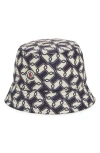 Moncler Logo Monogram Bucket Hat In Black/white