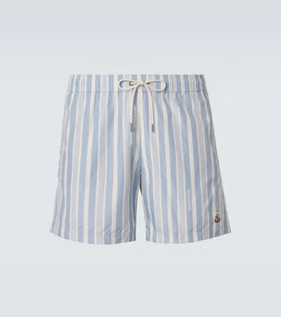 Moncler Archivio Striped Swim Trunks In Blue