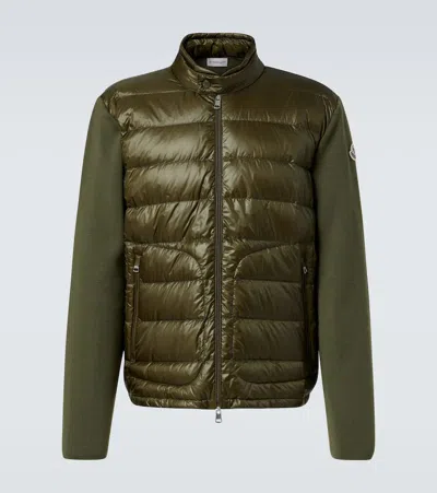 Moncler Archivio Wool-trimmed Cardigan In Urban Olive Green