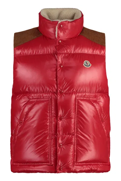 Moncler Ardeche Corduroy-contrast Regular-fit Shell-down Gilet In Red