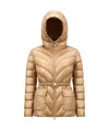 Moncler Argenno Hooded Mid-to-long Down Jacket In Nude