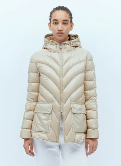 Moncler Argenno Short Parka In Beige