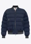 Moncler Argo Ribbed Knit-trimmed Quilted Shell Down Bomber Jacket In Navy
