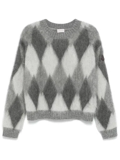 Moncler Argyle-check Sweater In Grey