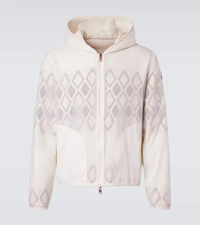 Moncler Argyle Reversible Virgin Wool Jacket In White