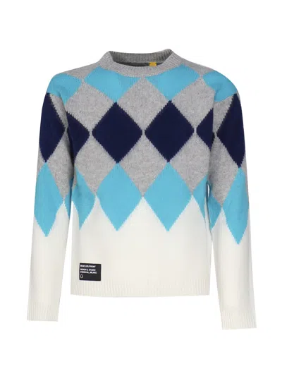 Moncler Argyle Sweater In Wool And Cashmere In Blue