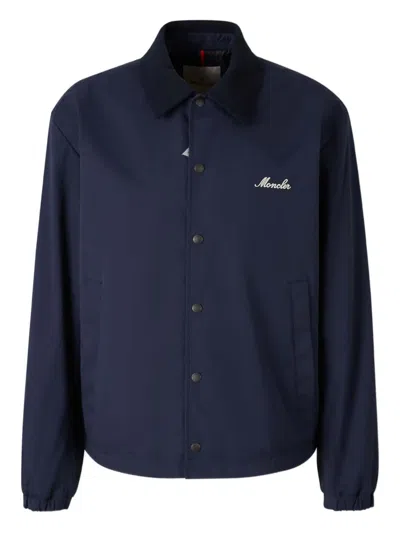 Moncler Arinell Embroidered-logo Jacket In Blue