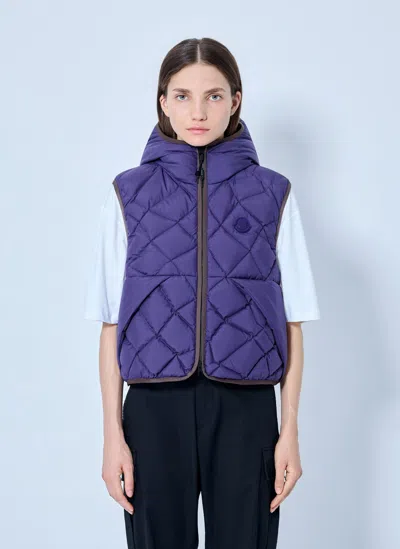 Moncler Arinella Hooded Down Gilet In Purple