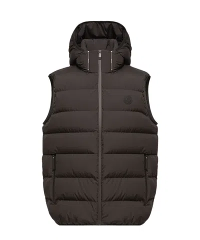 Moncler Arinella Hooded Down Vest In Brown