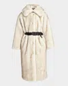 Moncler Arly Long Faux Fur Coat In Neutral