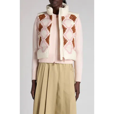 Moncler Armathia Embroidered Down Vest In Multi
