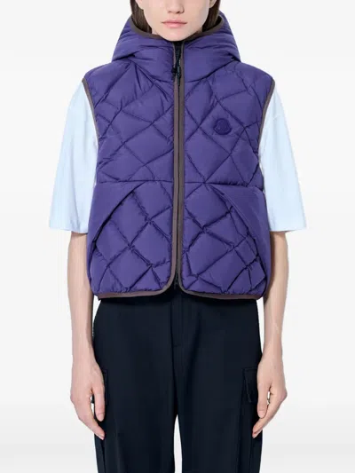 Moncler Arinella Hooded Down Gilet In Purple